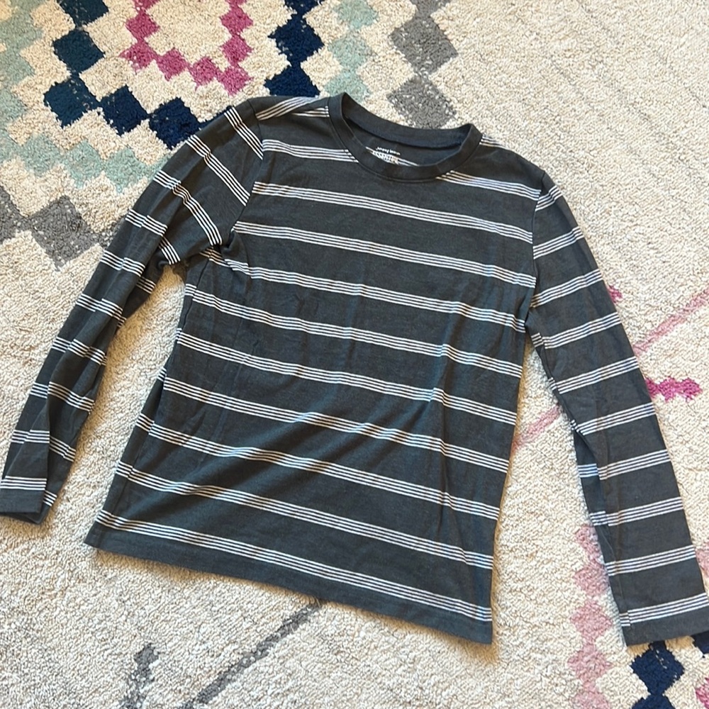 Jumping Beans Essential Gray Striped Long Sleeve Shirt Size 10